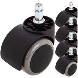 Roulettes pivotantes roue en nylon et PVC gris sans frein 50 mm M11 5 pack