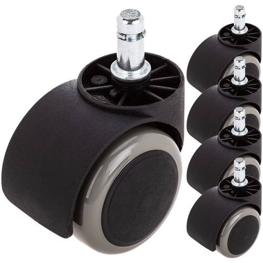 Roda pivotante rodízio de náilon e PVC cinzento sem freio 50 mm M10 5 pack