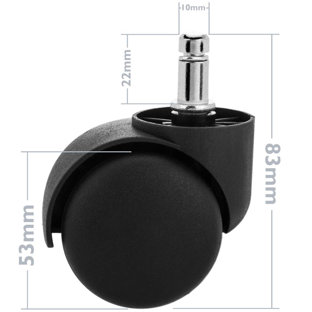 Lenkrollen Schwenkrollen Industriell Rad aus Nylon und PVC ohne Bremse 50 mm M10 5 pack