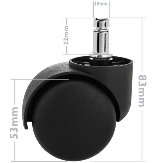 Lenkrollen Schwenkrollen Industriell Rad aus Nylon und PVC ohne Bremse 50 mm M10 5 pack