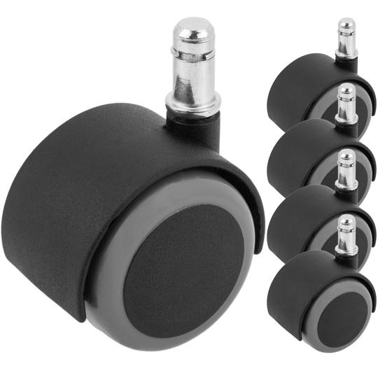 Rodízios giratórios de nylon e PVC Haste de fixação de anel 50mm M11 5 unidades