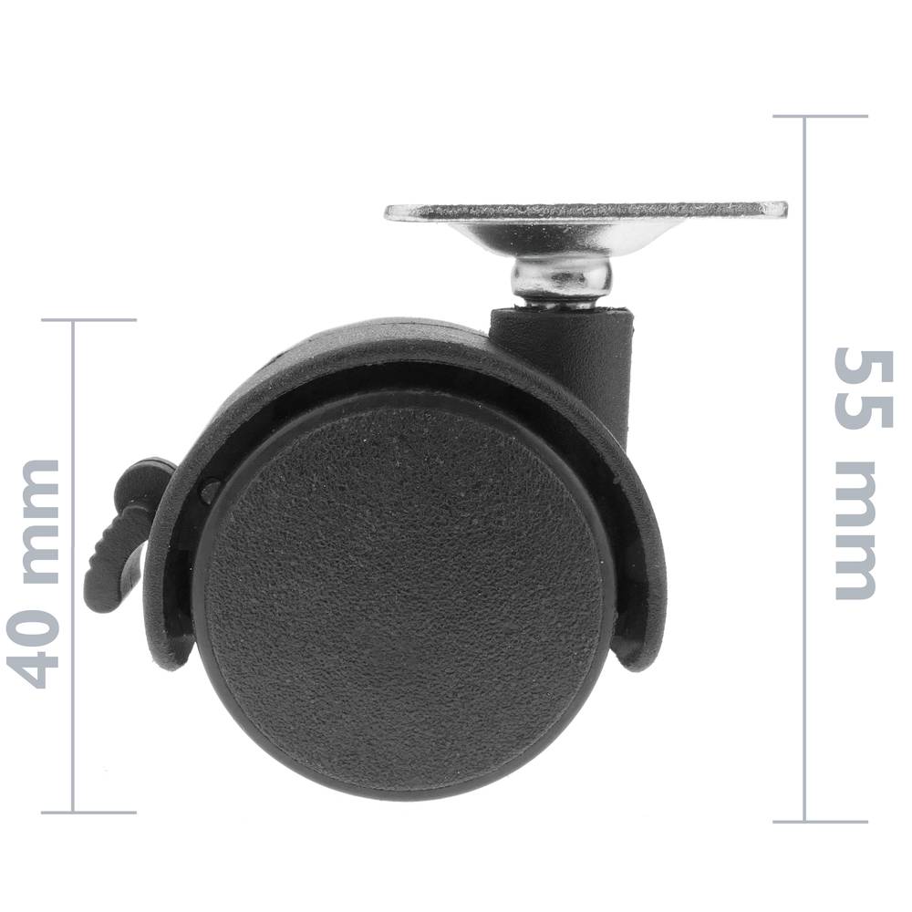 Zwenkwielen nylon wiel met rem 40 mm 35x35 mm 4-pack