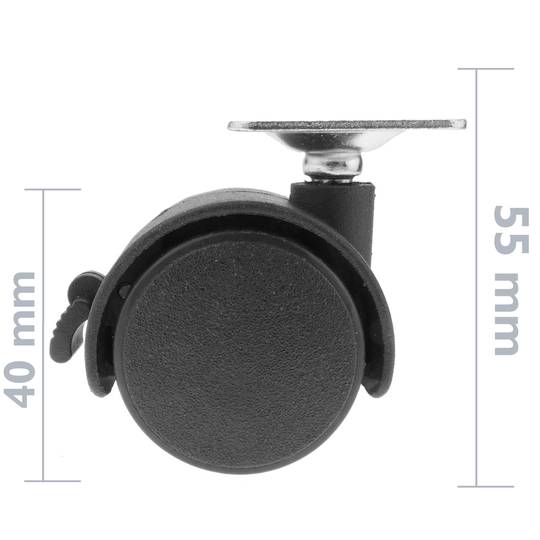 Zwenkwielen nylon wiel met rem 40 mm 35x35 mm 4-pack