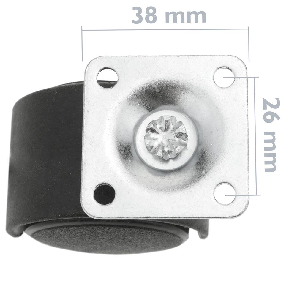 Wheel swivel castor of nylon without brake 40 mm 38x38 mm 4 pack