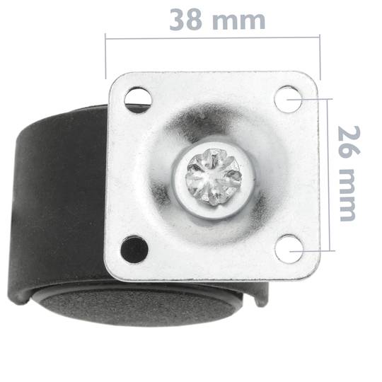 Wheel swivel castor of nylon without brake 40 mm 38x38 mm 4 pack