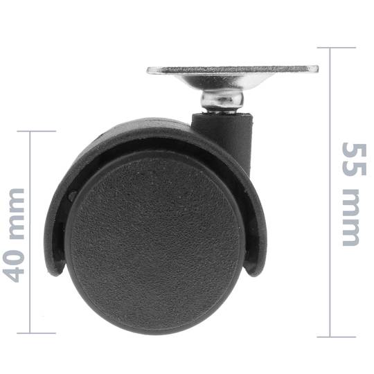 Wheel swivel castor of nylon without brake 40 mm 38x38 mm 4 pack