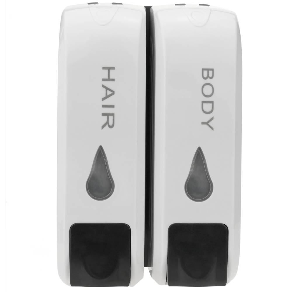 Soap dispenser for wallmount. 2 x refillable shower pump