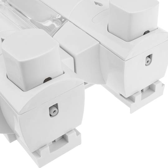 Distribuidor de sabão de banho transparente para parede. 2 x tanques recarregáveis