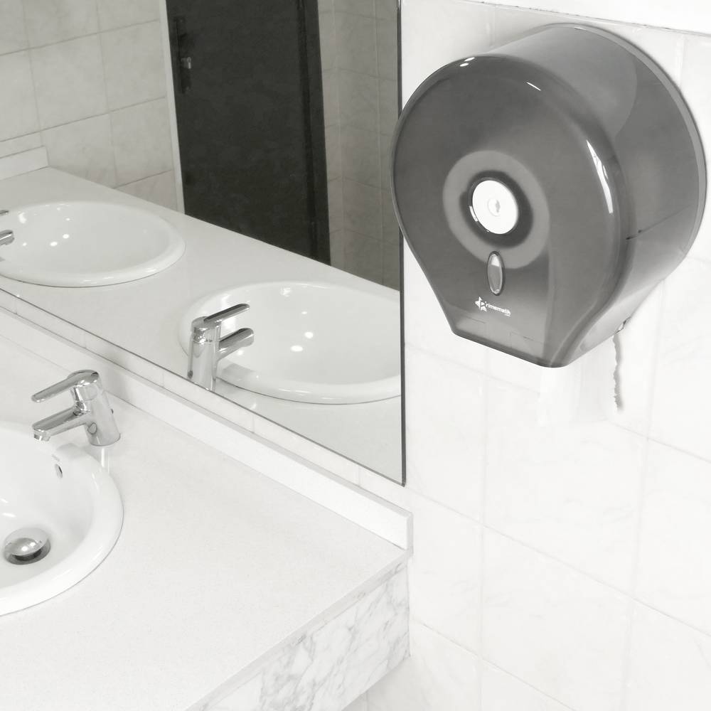 Dispensador de papel higiénico. Portarrollos industrial negro para baño  268x123x273 mm - Cablematic