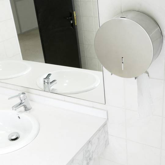 Dispensador de papel higiénico. Portarrollos industrial blanco para baño  268x123x273mm - Cablematic