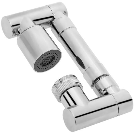 Perlator z atomizerem i przedłużaczem baterii z możliwością obrotu do 1440°, z możliwością regulacji w dwóch trybach wypływu wody do baterii kuchennych lub zlewozmywakowych