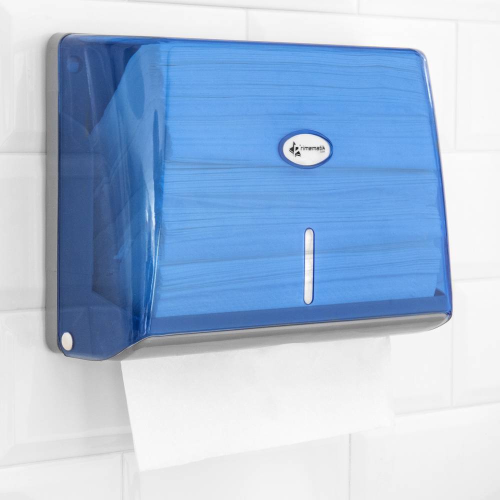 Blauwe papieren handdoek dispenser voor badkamer