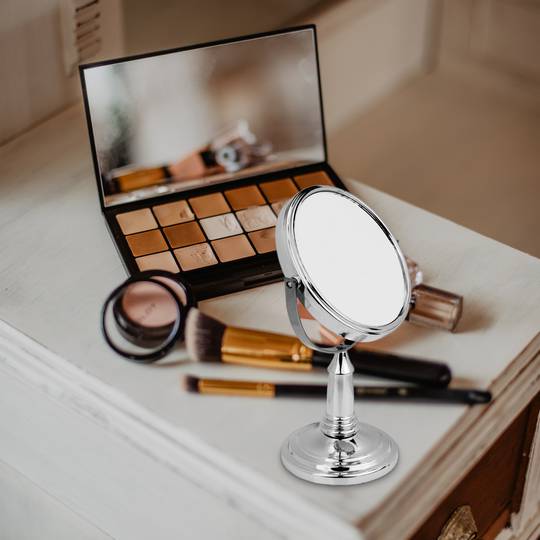 Cosmetic and makeup mirror with normal face and 3X magnifying face 10cm