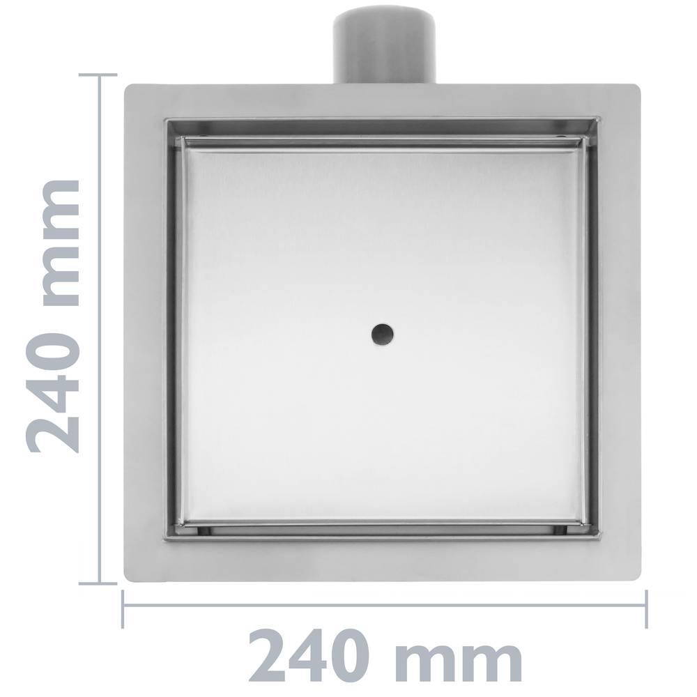 Canaleta de desagüe para ducha cuadrado 20 cm para azulejo en acero inoxidable