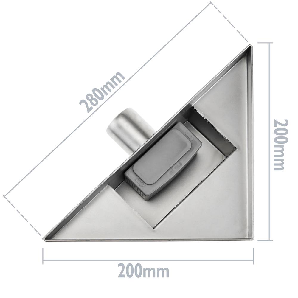 Calha de duche quadrada de 15 cm de aço inoxidável com grelha de canto