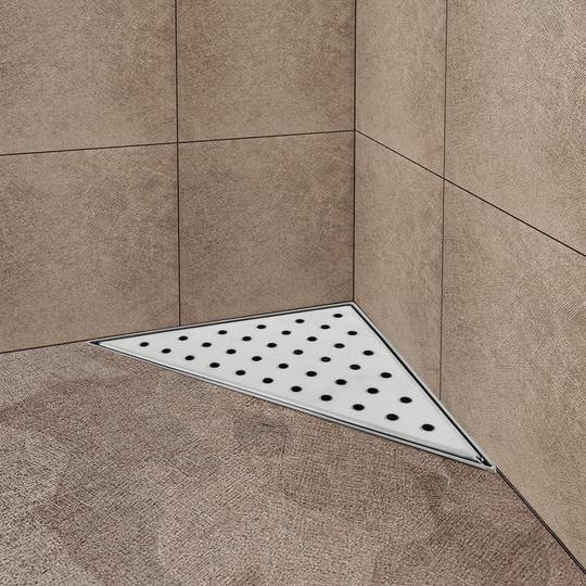 Shower drain squared channel 15 cm stainless with grid for corner