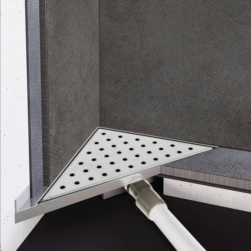 Calha de duche quadrada de 15 cm de aço inoxidável com grelha de canto