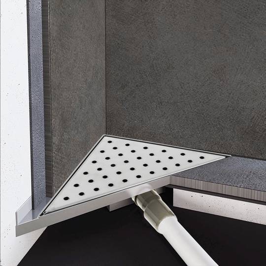Shower drain squared channel 15 cm stainless with grid for corner