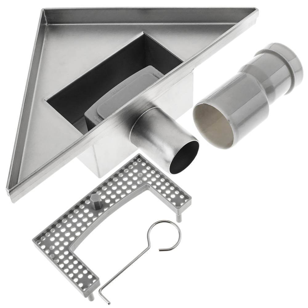 Calha de duche quadrada de 15 cm de aço inoxidável com grelha de canto