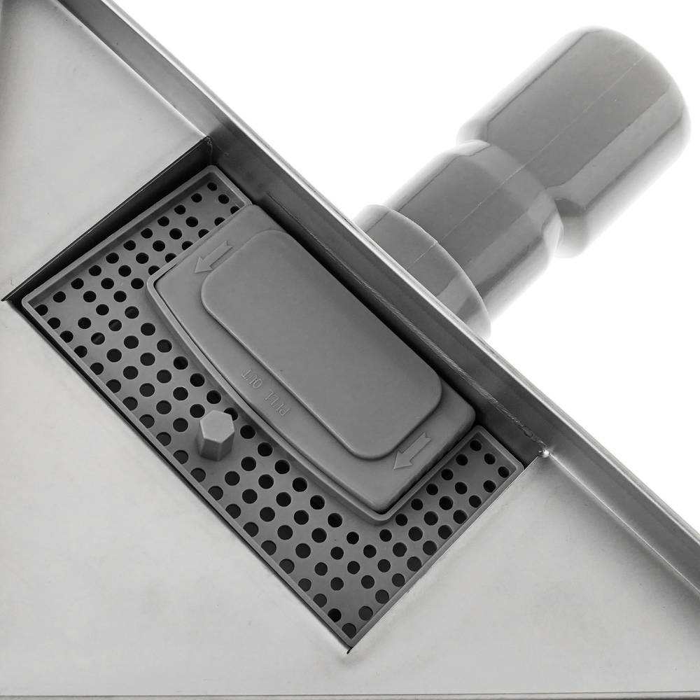 Calha de duche quadrada de 15 cm de aço inoxidável com grelha de canto