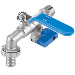 1/2 "- 3/4" - 3/4 "Winkelventil mit Doppelauslass und Schlauchadapter