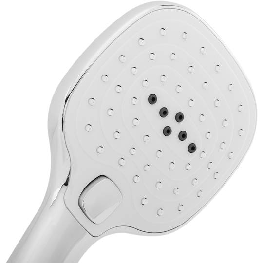 Carxofa mòbil quadrada per a dutxa cromat amb sistema anticalç, estalvi d'aigua i 3 funcions