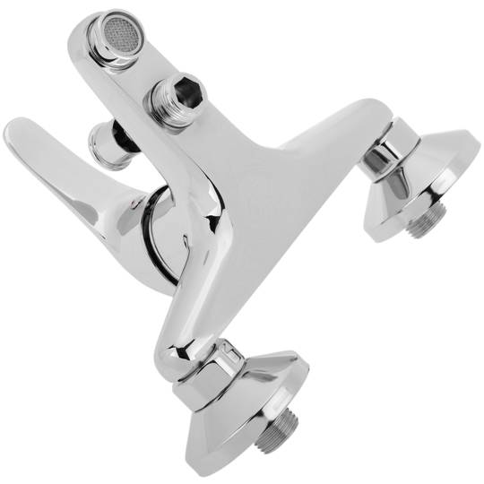 Kit rubinetto doccia monocomando orizzontale cromato a risparmio idrico con soffione doccia, staffa e tubo flessibile