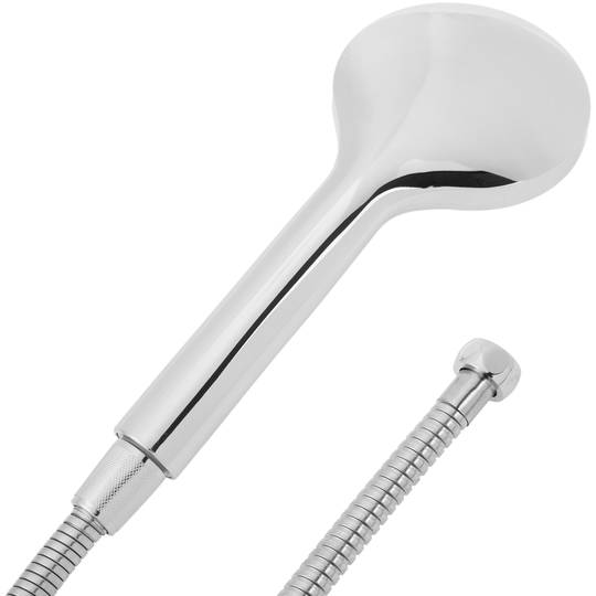 Kit de robinet de douche vertical à une poignée en chrome à économie d'eau avec pommeau de douche, support et tuyau