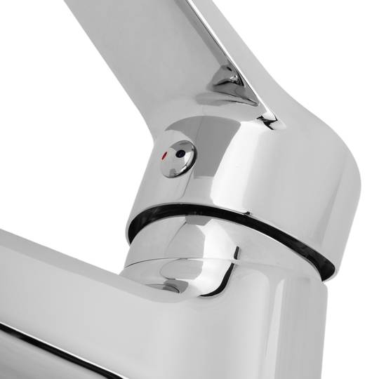 Rubinetto monocomando cromato con cartuccia in ceramica e lancia girevole per bidet con funzioni acqua calda e fredda