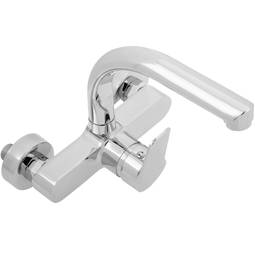 Chrom-Schwenk Mischbatterie mit integriertem hohem Auslauf für Spüle Höhe 190mm