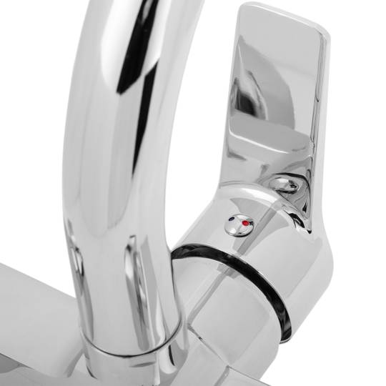 Chrome swivel mixer tap with built-in high spout for sink height 190mm