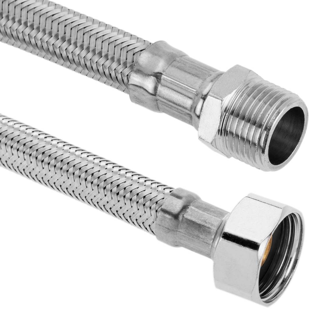 Flexible stainless steel metal hose 1/2 Male to 3/8 Male 25 cm -  Cablematic