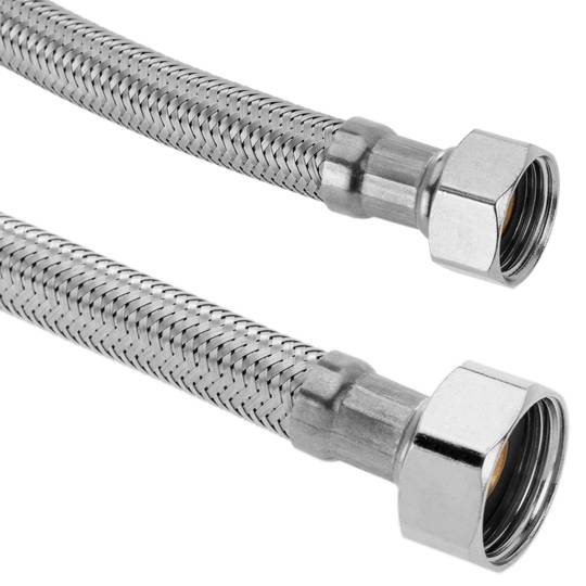 Flexible metallic stainless steel hose 3/8 Female to 1/2 Female of 30 cm  - Cablematic