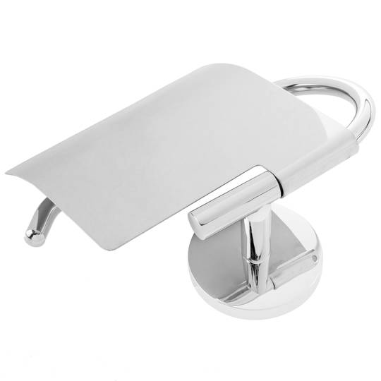 Portarrollos WC cromado con tapa para papel higiénico modelo Renne