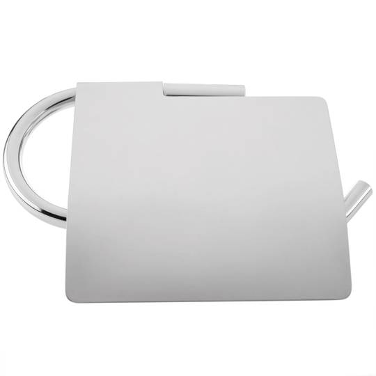Portarrollos WC cromado con tapa para papel higiénico modelo Renne