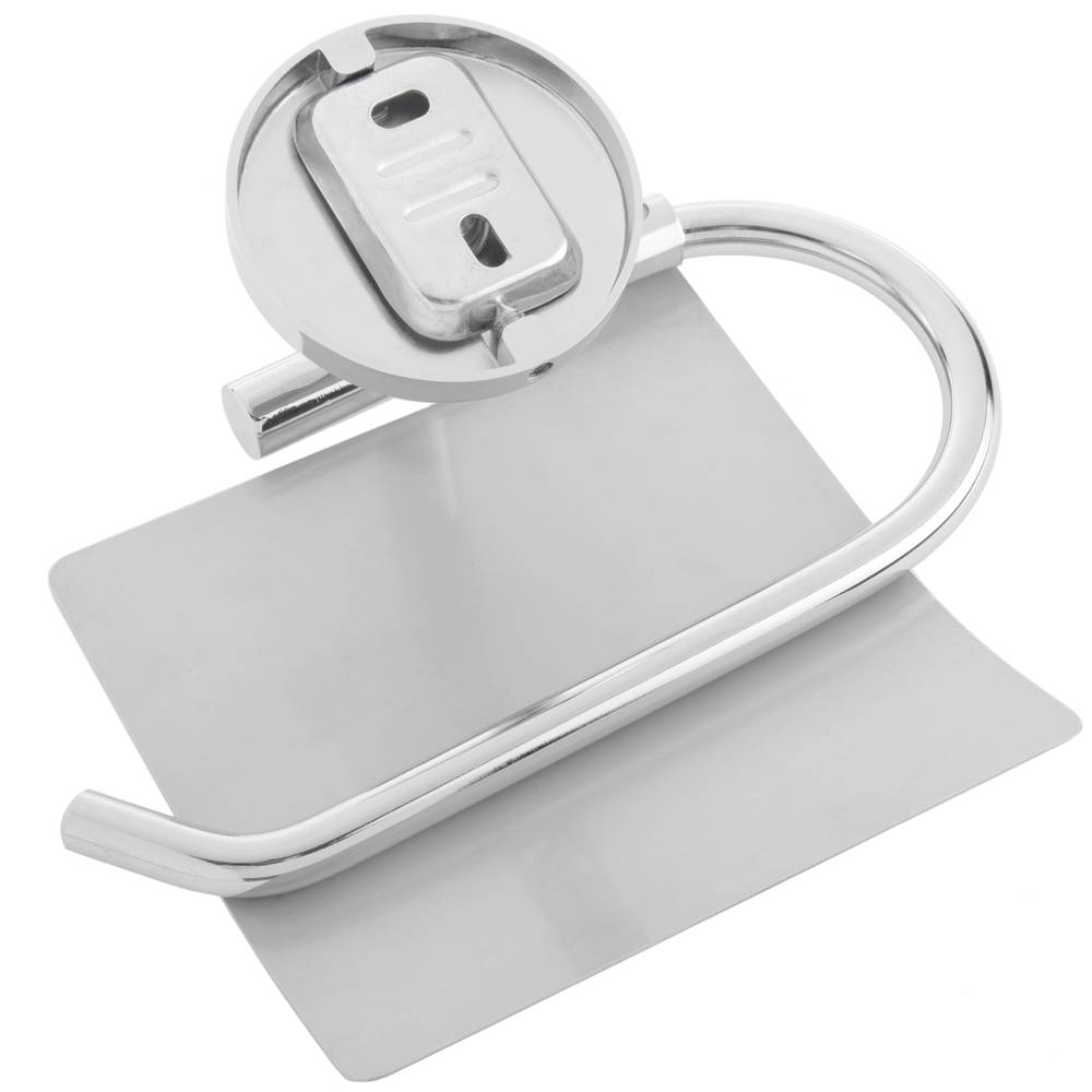 Portarrollos WC cromado con tapa para papel higiénico modelo Renne