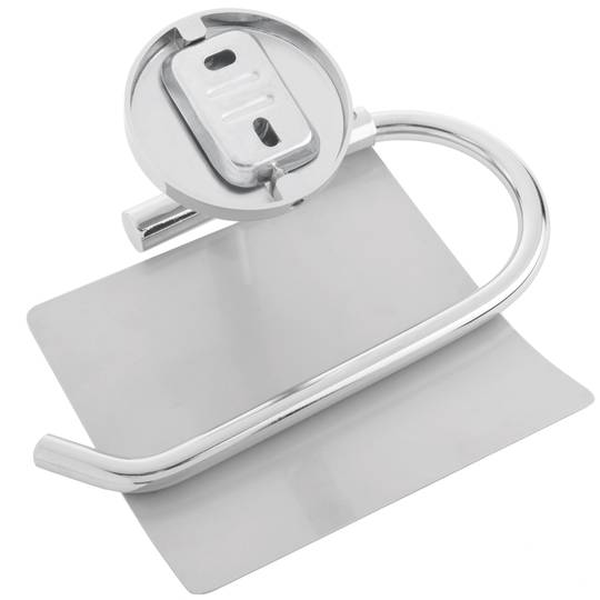 Portarrollos WC cromado con tapa para papel higiénico modelo Renne