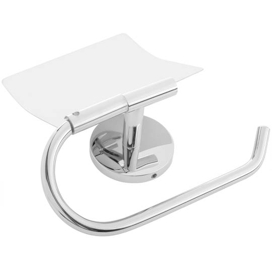Portarrollos WC cromado con tapa para papel higiénico modelo Renne