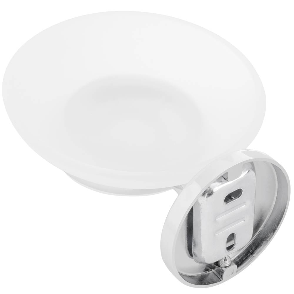 Wall soap chrome holder with translucent glass dish Renne model
