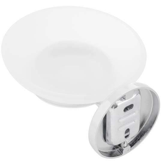 Wall soap chrome holder with translucent glass dish Renne model