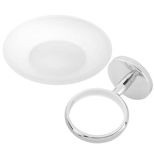 Wall soap chrome holder with translucent glass dish Renne model