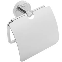 Portarrollos WC cromado con tapa para papel higiénico modelo Paddy