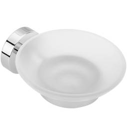 Wall soap chrome holder with translucent glass dish Paddy model
