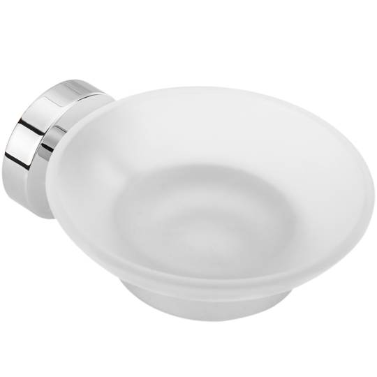 Wall soap chrome holder with translucent glass dish Paddy model