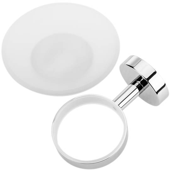 Wall soap chrome holder with translucent glass dish Paddy model