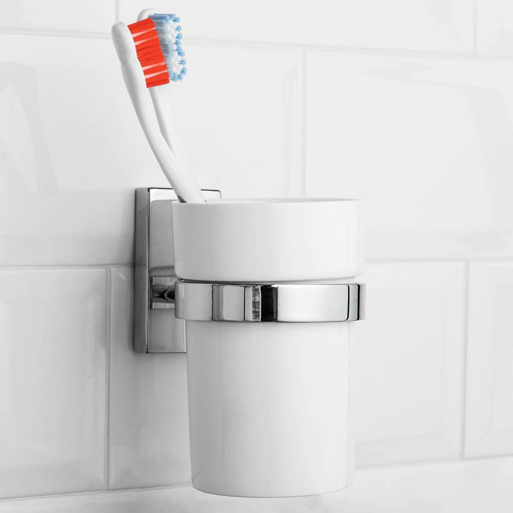 DAX - Soporte para cepillo de dientes de doble vaso para baño, acero i