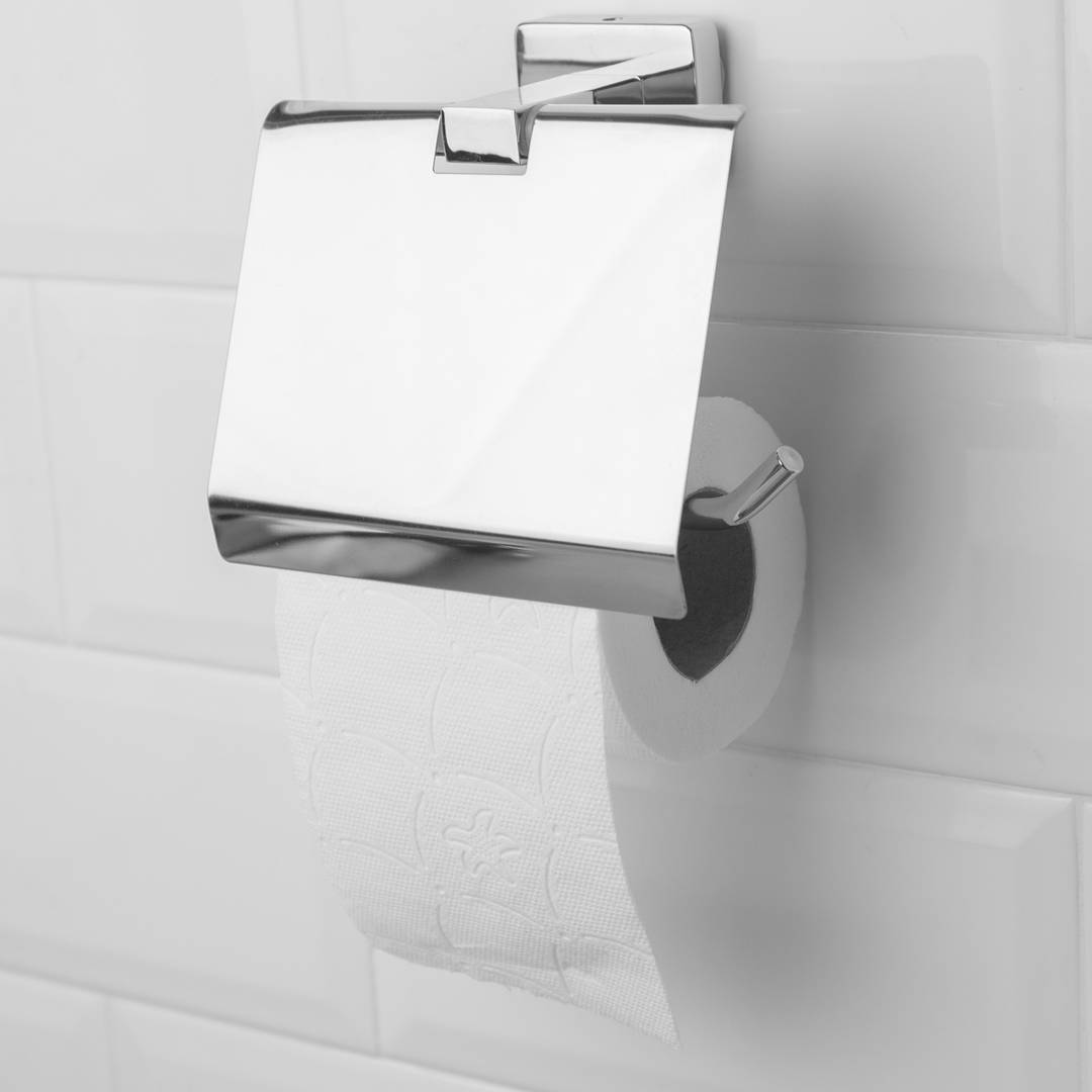 Portarrollos Baño para Papel Higienico adhesivo acero inox Plateado