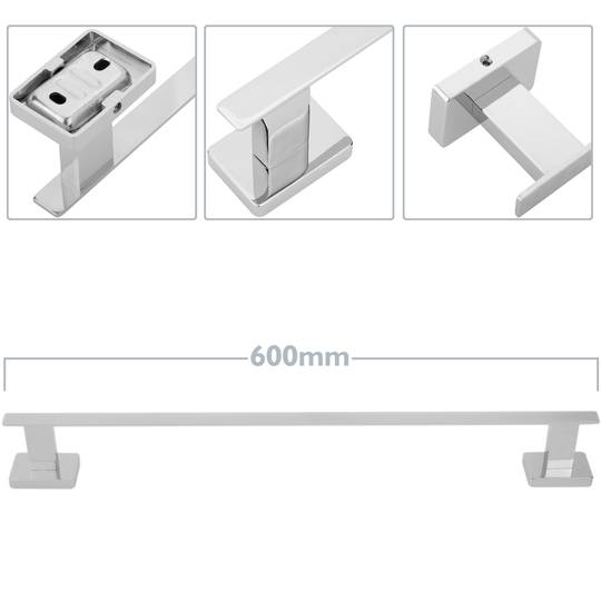 Porte serviette mural en chrome 600x35x55mm model Ever