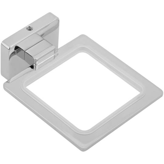 Soporte cromado de pared para jabón con plato de cristal translúcido modelo Ever