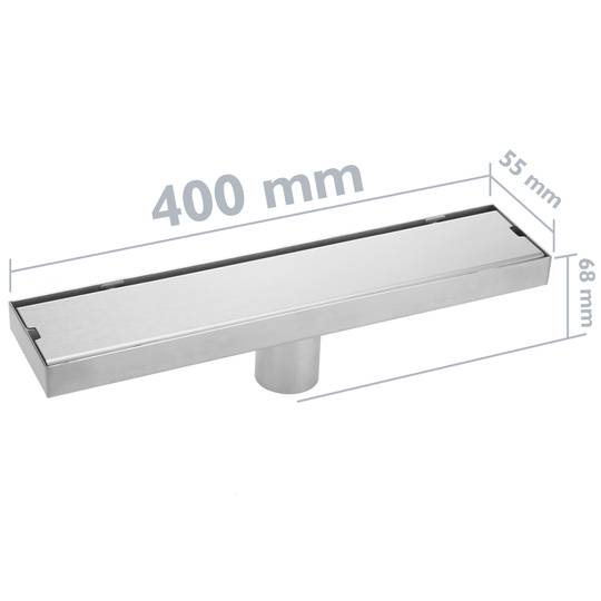 Caniveau de drainage de douche 40cm en acier inoxydable pour carrelage matte